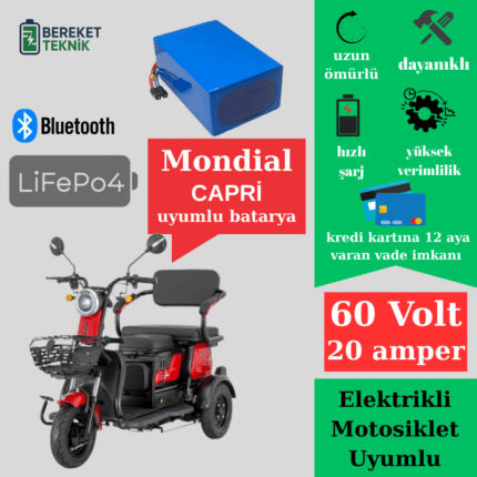 Mondial Capri 60v 20ah LifePO4 Batarya